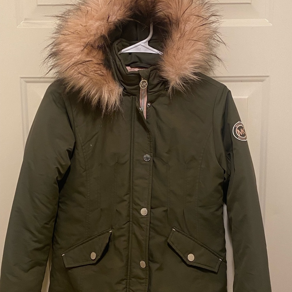 Michael Kors Girl's Winter Coat Jacket w/ Detachable Faux Fur Trim Hood 10-12